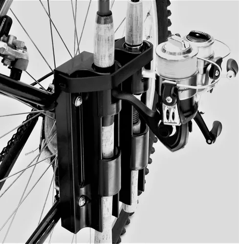Vista 6 de Soporte para caña de pescar para bicicleta, muy fácil de montar en bicicleta, asegura 2 cañas para pescar en bicicleta