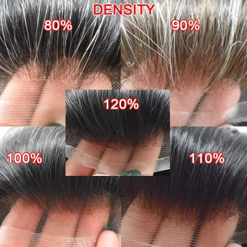 Vista 6 de Tupé de encaje suizo para hombres, piezas de cabello humano real, encaje frontal, sistema de reemplazo de cabello tipo tupé, nudo blanqueado, línea