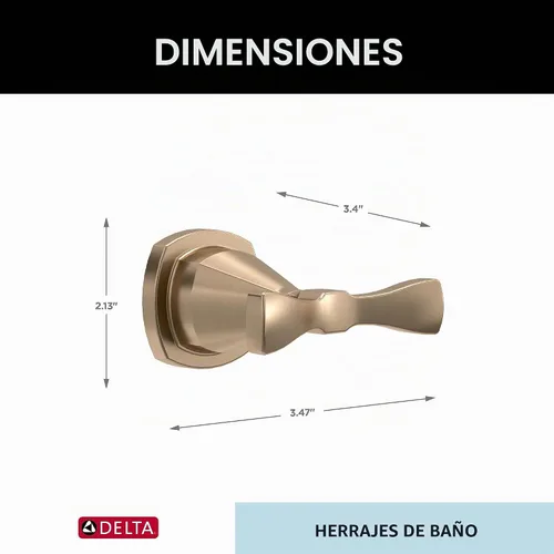 Vista 8 de Delta Gancho doble para toallas para baño o cocina Bronce champán Accesorios Stryke