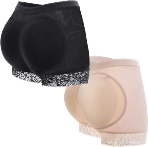 Vista 9 de KIWI RATA Bragas de encaje acolchadas para mujer, levanta glúteos, ropa interior con refuerzo Negro