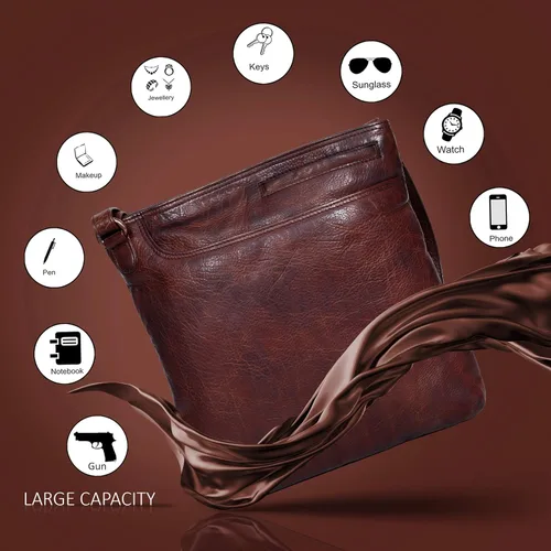 Vista 5 de Ozora Bolso cruzado de cuero oculto para mujeres y hombres con funda desmontable