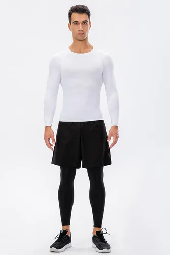 Vista 9 de Camiseta de compresión para hombre, de manga larga, atlética, para entrenamiento, camiseta deportiva activa, camiseta interior de ajuste seco