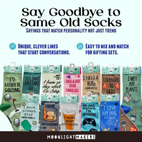 Vista 27 de Moonlight Makers Funny Colored Socks, Novelty Socks, Stocking Stuffer, Unisex Socks