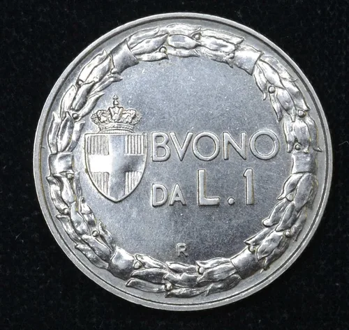 Vista 2 de 1922-1928 R Moneda Italiana de 1 Lira Acuñada Bajo el Rey Vittorio Emanuele III. 1 Lira Calificada por el Vendedor Condición Circulada