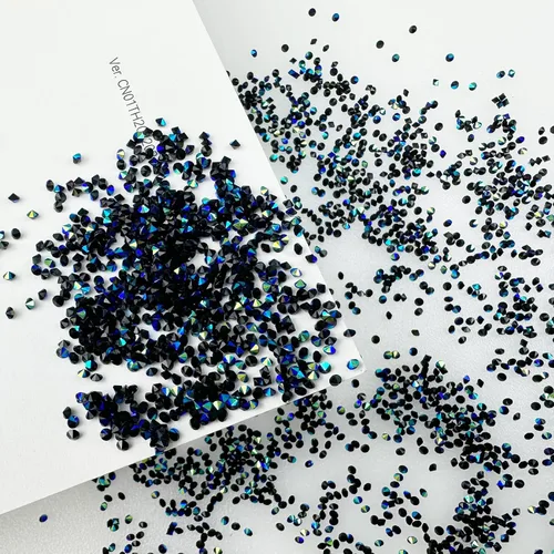 Vista 5 de HUETFAT 8800 piezas de diamantes de imitación negros AB Pixie para uñas, microgemas de 0.047 pulgadas con purpurina para uñas, mini diamantes