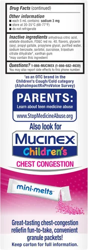 Vista 8 de Mucinex Líquido de alivio del resfriado multisíntoma para niños, alivia la congestión nasal, la congestión del pecho, la tos y el moco, expectorante
