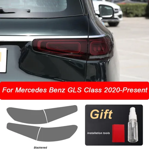 Vista 5 de JCAKES Adhesivo transparente de TPU para faros delanteros de automóvil, película protectora negra, para Mercedes Benz GLS Clase X167 2020-actual