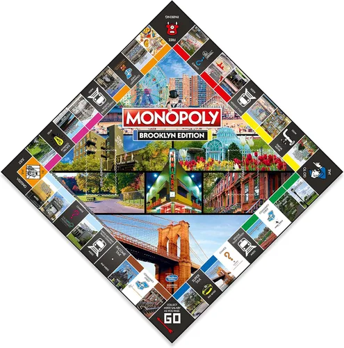 Vista 3 de Monopoly Juego de mesa Brooklyn Edition: 2-6 jugadores, juegos de mesa familiares para niños y adultos, juegos de mesa para niños de 8 años