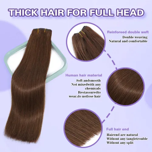 Vista 2 de Extensiones de cabello humano real con pinzas, 8 piezas, extensiones de cabello humano 100% Remy virgen con clip, extensiones de cabello humano liso