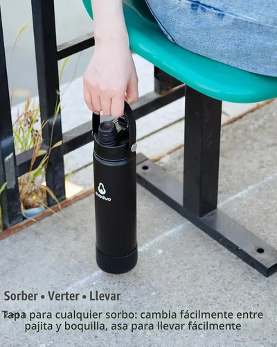 Vista 7 de Botella de agua aislada de 12 onzas con 2 tapas (tapa de popote y boquilla 2 en 1, tapa magnética), botella de agua para niños con correa, botella