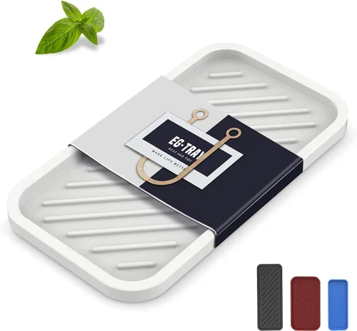 Vista 22 de EG-SIPRO Soporte de esponja de silicona, bandeja organizadora para fregadero de cocina, organizador de esponja para mostrador de baño, soporte