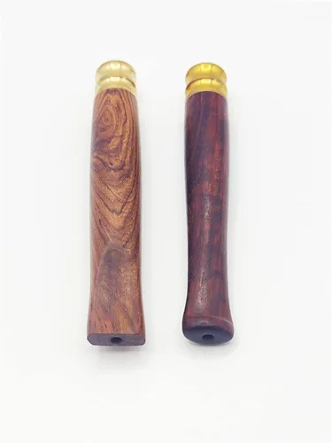 Vista 3 de Juego de 2 portacigarrillos de madera con interfaz de metal, hecho a mano de madera natural, portátil, reutilizable, regular