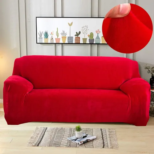Vista 7 de Funda de terciopelo ultra suave para sofá de colores lisos, elastano elástico para sofá biplaza protección de muebles, fundas antideslizantes a