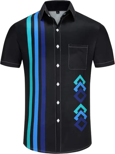 Vista 47 de KYKU - Camisa hawaiana funky para hombre, ropa tropical para vacaciones en Palm Beach