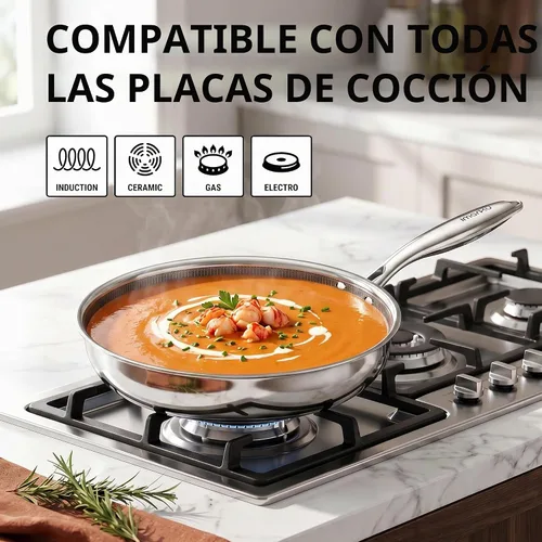 Vista 4 de imarku 8-Inch Frying Pan Non Stick with Lid, Ceramic-Coated Stainless Steel