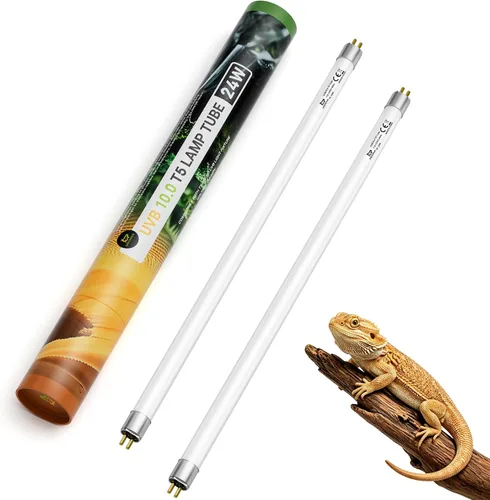 Vista 10 de Bombilla T5 10.0 UVB para reptiles, 8W HO UVB Bombilla de reptil, 2 paquetes de 12 pulgadas UVA UVB Tubo de lámpara fluorescente para dragón barbudo