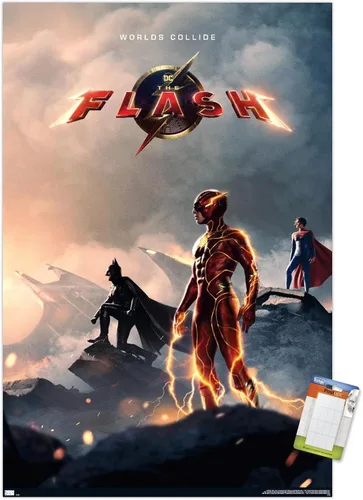 Vista 10 de Trends International DC Comics Movie The Flash - Póster de pared de una hoja, 22.4 pulgadas de largo x 14.7 pulgadas, versión enmarcada de madera