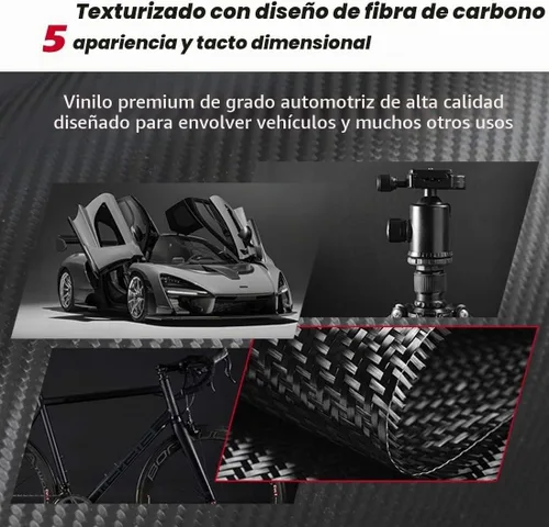Vista 5 de CloudBuyer Protector universal para borde de puerta de automóvil, película de vinilo negro brillante 5D de fibra de carbono con protección