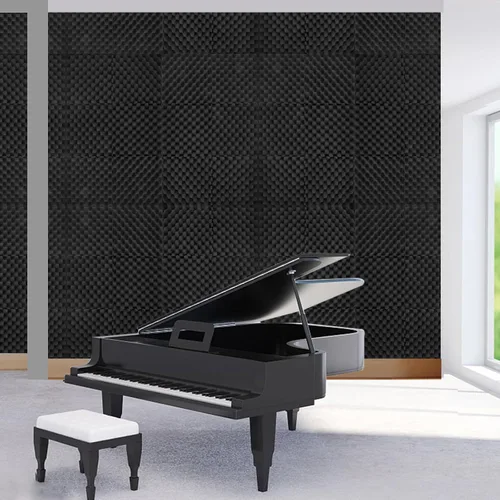Vista 5 de Paquete de 12 paneles acústicos de espuma para paredes, paneles de absorción de sonido de 2 x 12 x 12 pulgadas, paneles insonorizados resistentes al
