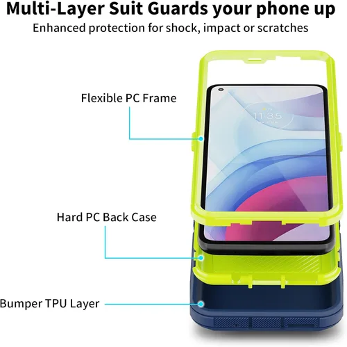 Vista 3 de Jiunai Funda para Moto G Power 2021, 3 piezas, armadura resistente, a prueba de golpes, híbrida de doble capa, protección contra caídas, resistente