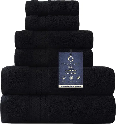 Vista 33 de COZYART - Juego de 6 toallas de baño de algodón turco, color azul claro, suaves, altamente absorbentes y duraderas, 19.17 oz/yd², incluye 2 toallas