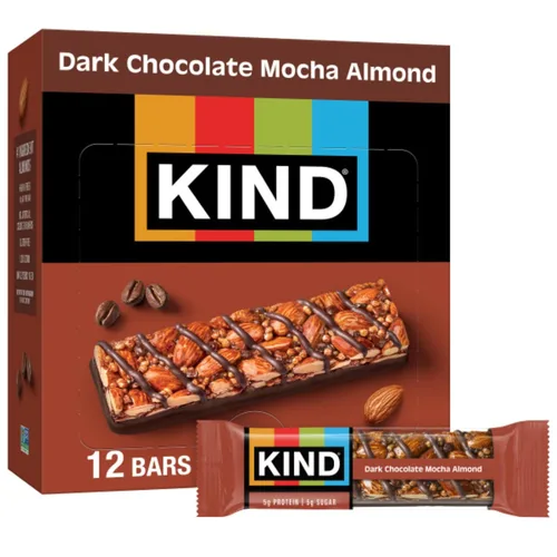 Vista 13 de KIND Barras de nueces, almendras, caramelo y sal marina, aperitivos saludables, sin gluten, bajas en azúcar, 0.21 onzas de proteína, 12