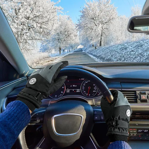 Vista 7 de DOFOWORK Guantes de esquí para hombre, guantes de invierno cálidos para hombres y mujeres, guantes impermeables para pantalla táctil, guantes