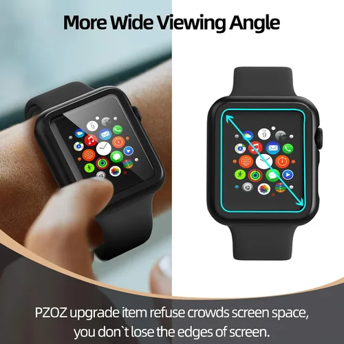 Vista 6 de pzoz Funda compatible con Apple Watch Series 2 / Series 3 con protector de pantalla de 1.654 pulgadas, accesorios delgado, cobertura completa