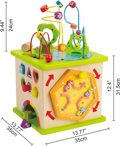 Vista 5 de Cubo de actividades para niños Hape bichos de ciudad, madera