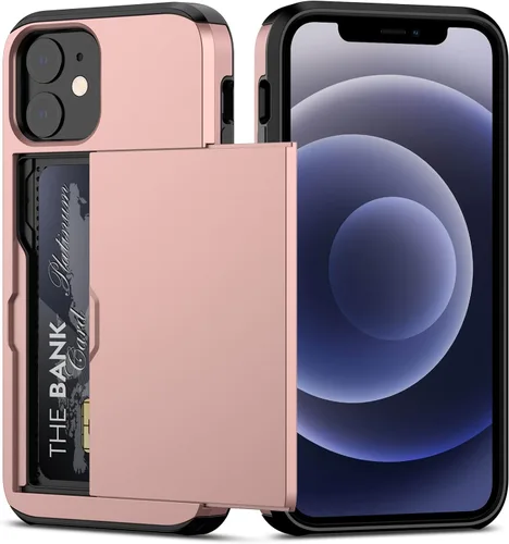 Vista 14 de Nvollnoe Funda para iPhone 11 con tarjetero resistente de protección de doble capa a prueba de golpes, ranura para tarjetas oculta, funda delgada