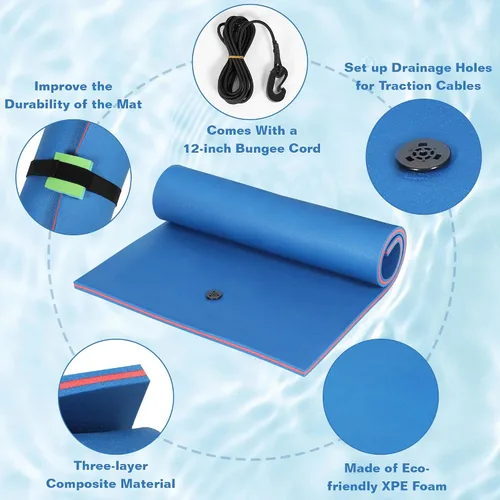 Vista 6 de Max4out Water Floating Mat 9/12/18 FT Foam Lake Floats Floating Foam Pad Lily Pad for Water Recreation and Relaxing Lily Mat for Family Floating Pad