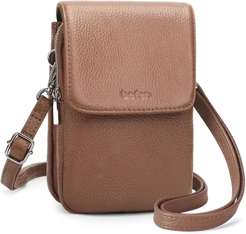 Vista 8 de befen Bolsos cruzados pequeños de cuero genuino para mujer, bolsa cruzada para teléfono celular con ranuras para tarjetas de bloqueo RFID