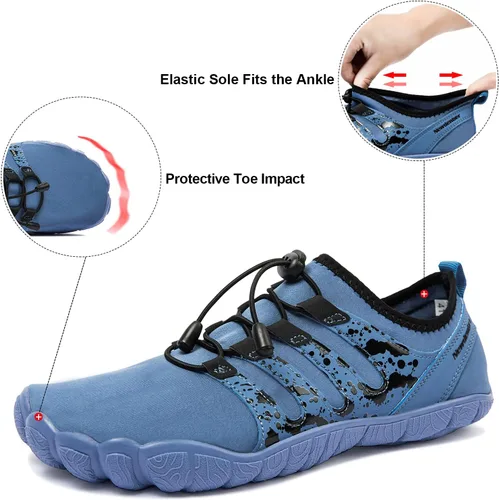Vista 4 de Josaywin Zapatos de agua para hombre descalzos de secado rápido, calcetines acuáticos para natación, buceo, surf, piscina, deportes acuáticos