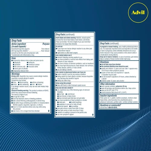 Vista 18 de Advil Liqui-Gels - Analgésico y reductor de fiebre, medicamento para el dolor para adultos con ibuprofeno 200 mg para dolor de cabeza, dolor