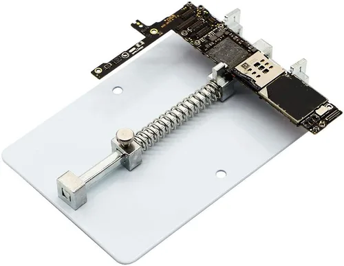 Vista 5 de E-outstanding Soporte de placa base PCB 4.7x3.1 in acero ajustable teléfono PCB placa de circuito accesorio abrazadera soporte herramienta