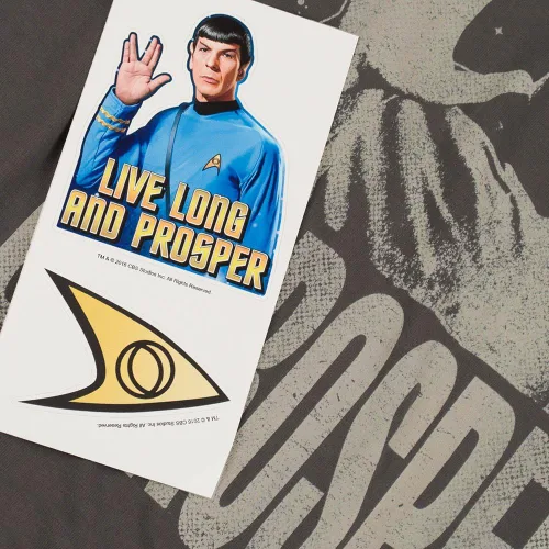 Vista 6 de Popfunk Star Trek Spock Live Long and Prosper T Shirt & Stickers
