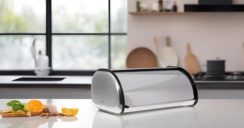 Vista 4 de HOME IT - Panera de acero inoxidable para encimera de cocina, tapa superior