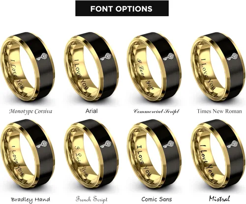 Vista 5 de Llavero Regalo para minimalista moderno Banda Aniversario de boda Hombres Mujeres Pulido cepillado Carburo de tungsteno Negro Amarillo Oro