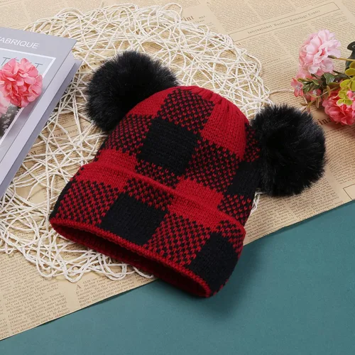 Vista 24 de 2 gorros de punto de Navidad para padres e hijos, gorro de Papá Noel para adultos, bebés, invierno, cálido, gorro de calavera para fiestas