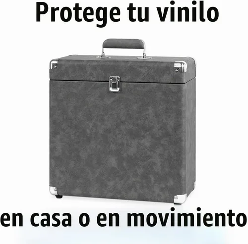 Vista 4 de Victrola Collector – Estuche de almacenamiento para discos – Contiene más de 30 discos de vinilo, herrajes resistentes, bisagras y esquinas