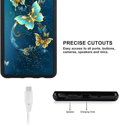 Vista 4 de OOK Funda para Galaxy Note 10 Plus de 6.8 pulgadas, [protector de pantalla integrado], bonito diseño de mariposa azul, parte trasera de Samsung