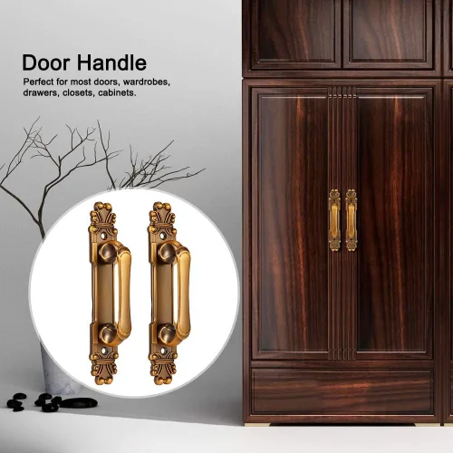 Vista 5 de Haofy Manija de puerta de estilo europeo, manijas de armario antiguas Manijas de puerta deslizante de metal para accesorios de armario de cajones