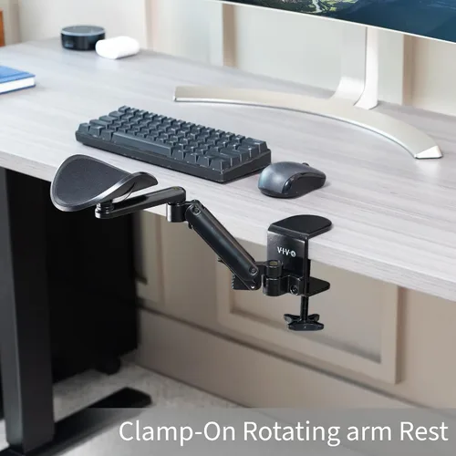 Vista 3 de VIVO Reposabrazos ajustable universal con abrazadera, cojín giratorio para codo de escritorio, soporte de brazo de plataforma de extensión sobre