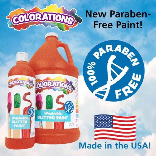Vista 2 de Colorations Pinturas con purpurina lavables sin parabenos para niños, juego de 11, 16 onzas cada una, no tóxicas y fabricadas en los Estados Unidos.