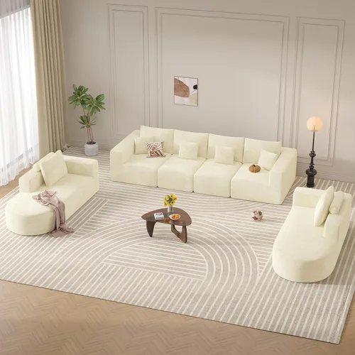Vista 17 de Sofá cama modular, sofás de nube convertibles para sala de estar, 2 tumbonas de pana sin hueso, sofá cama de gran tamaño para dormitorio,