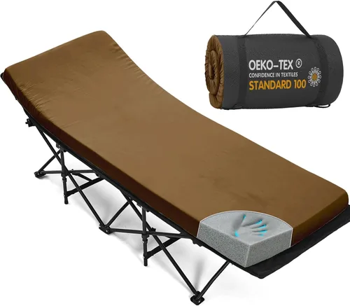 Vista 21 de CYMULA Colchón para Catre de Campamento de 2 pulgadas, Almohadilla para Dormir de Espuma Viscoelástica, Suave, Cálido, Antideslizante, Cubrecolchón
