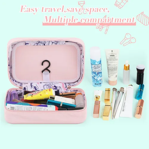 Vista 4 de Neceser de viaje colgante para hombres y mujeres, organizador de viaje de gran capacidad para artículos de tocador y cosméticos de tamaño completo