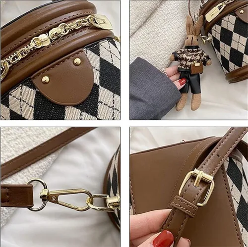 Vista 2 de Bolso cruzado de piel sintética para mujeres y niñas, bolso de hombro, elegante mini bolso Hobo bolso de mano vintage celosía