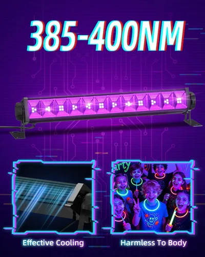 Vista 5 de Barra de Luz Negra de 40W, Luz Negra LED con Cable de 6 Pies e Interruptor, Luces Negras para Fiesta Fluorescente, Halloween, Cumpleaños, Pintura