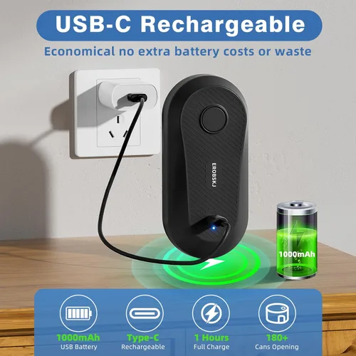 Vista 2 de Abrelatas eléctrico, abrelatas recargables para personas mayores y artritis, abrelatas automático de un solo toque, manos libres, borde liso